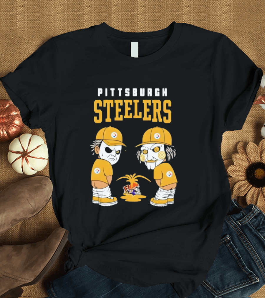 Pittsburgh Steelers Michael Myers Billy The Puppet Baltimore Ravens Vs Cleveland Browns Rivalry T-Shirt