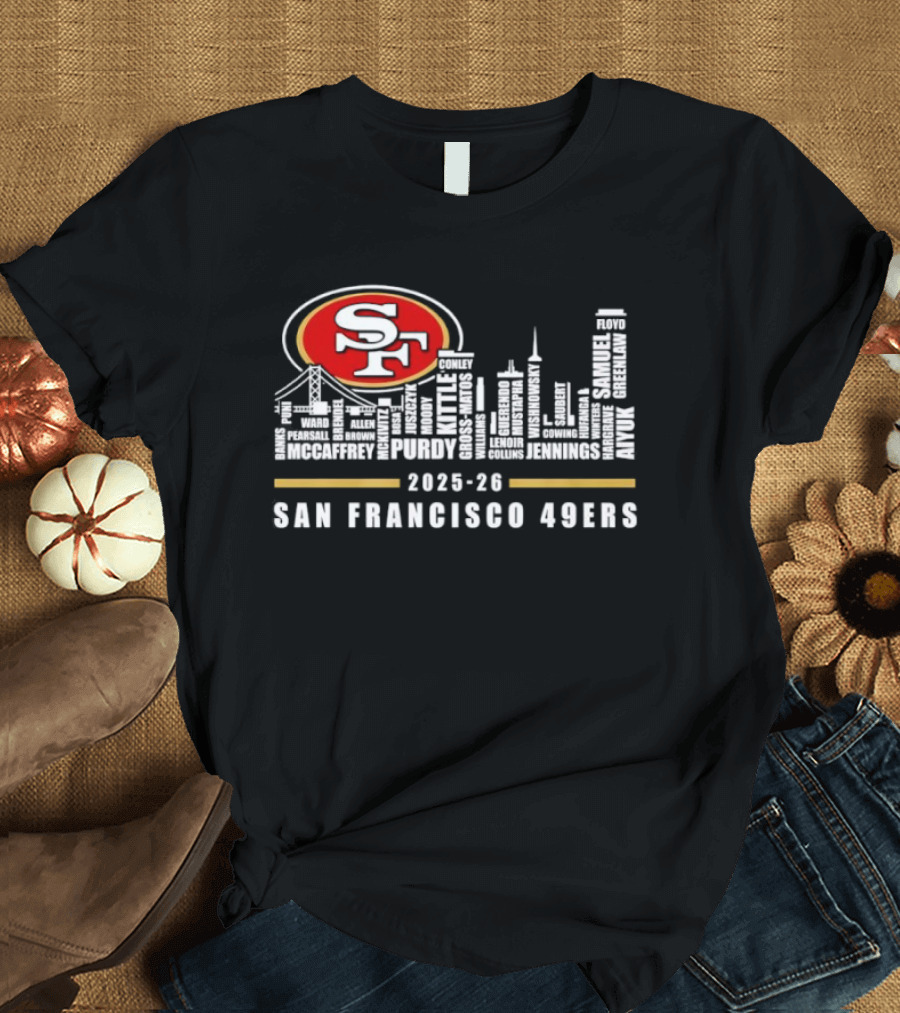 San Francisco 49ers 2025 26 SF Skyline Iconic Football Team T-Shirt
