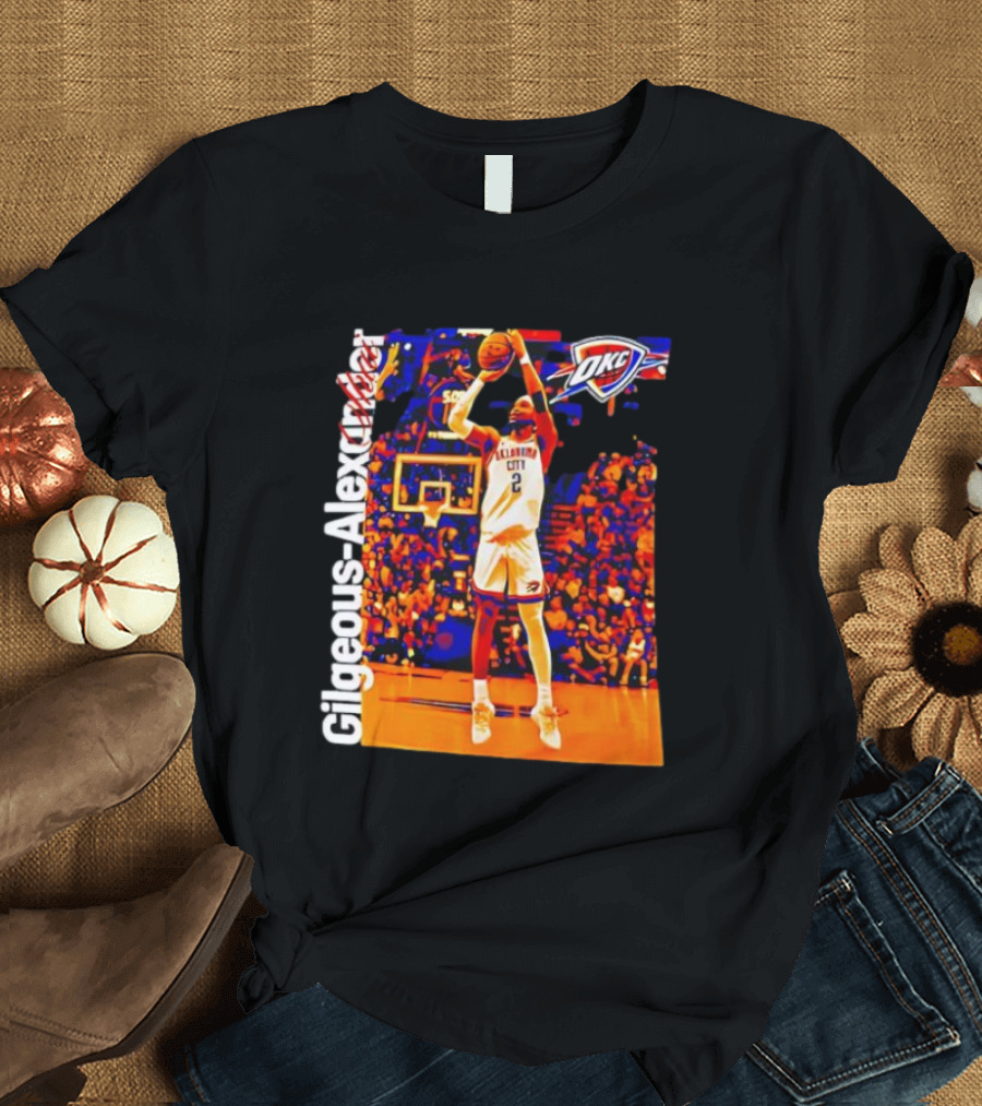 Oklahoma City Thunder Shai Gilgeous Alexander Basketball Action OKC Fans Gear T-Shirt