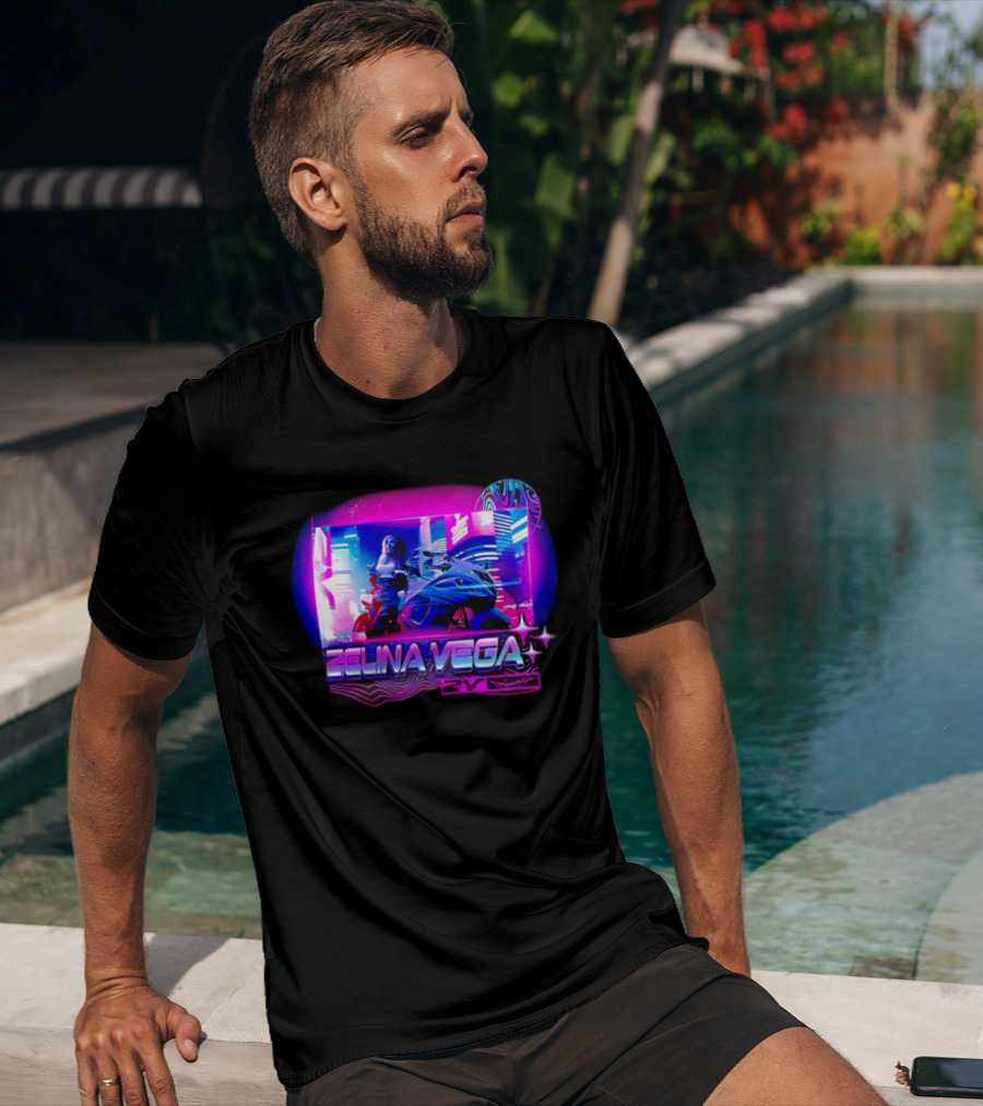 Zelina Vega Motorcycle Neon Cyberpunk WWE Champion T-Shirt