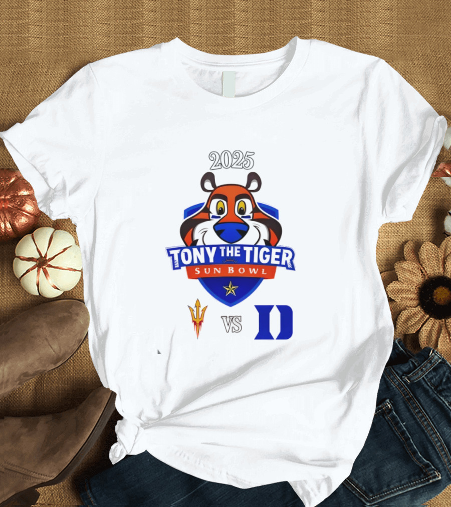 Arizona State Sun Devils Vs Duke Blue Devils 2025 Tony The Tiger Sun Bowl College Football Game T-Shirt
