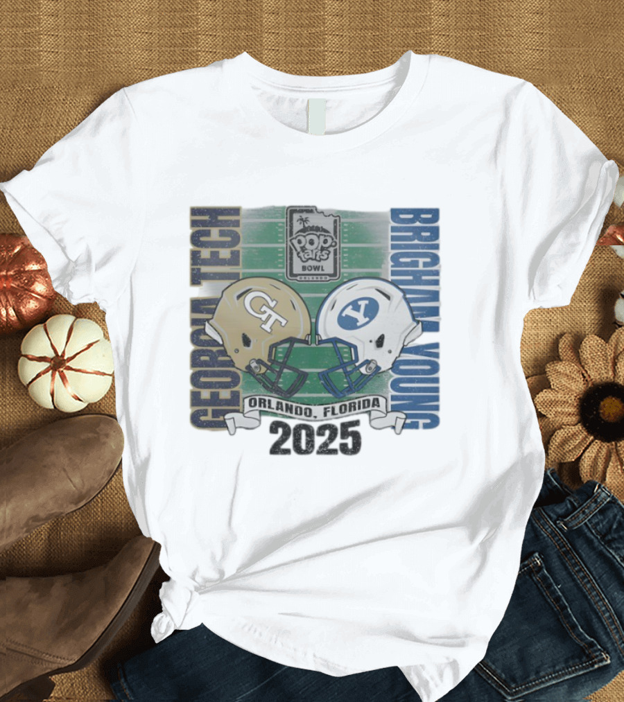 Georgia Tech Vs Brigham Young 2025 Pop Tarts Bowl Orlando Football Helmets T-Shirt