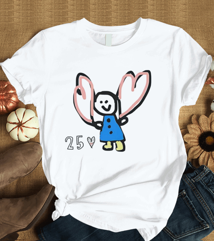 Special Cartoon X Mas Heart Butterfly Wings Blue Dress T-Shirt