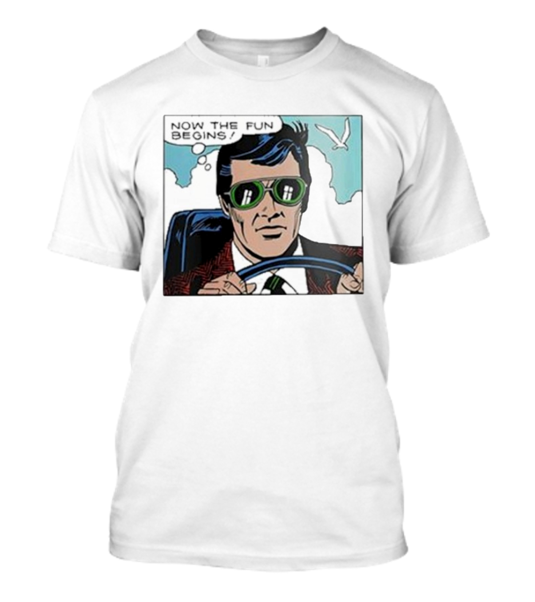 Now The Fun Begins Retro Driver Comic Panel T-Shirt