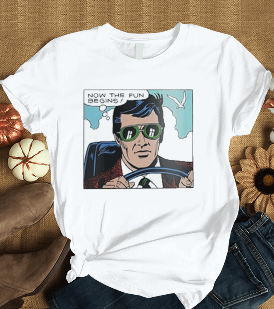 Now The Fun Begins Retro Driver Comic Panel T-Shirt