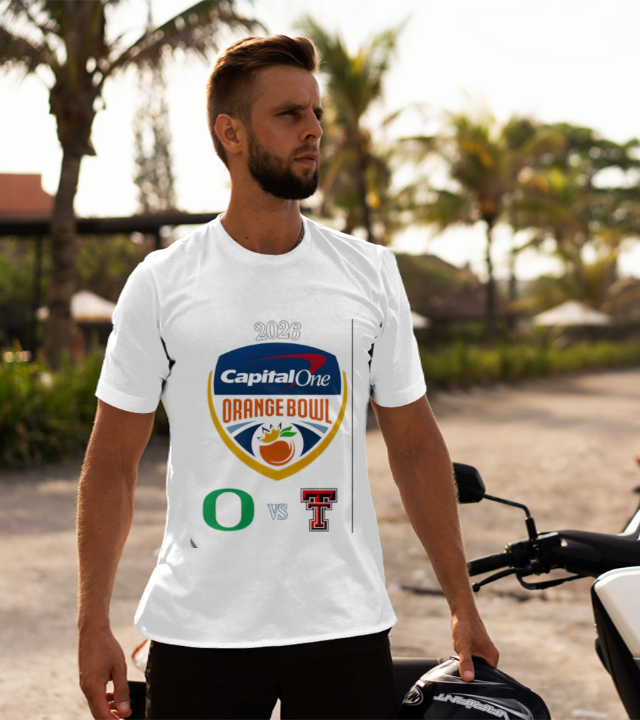 Oregon Ducks Vs Texas Tech Red Raiders 2026 Capital One Orange Bowl Matchup T-Shirt
