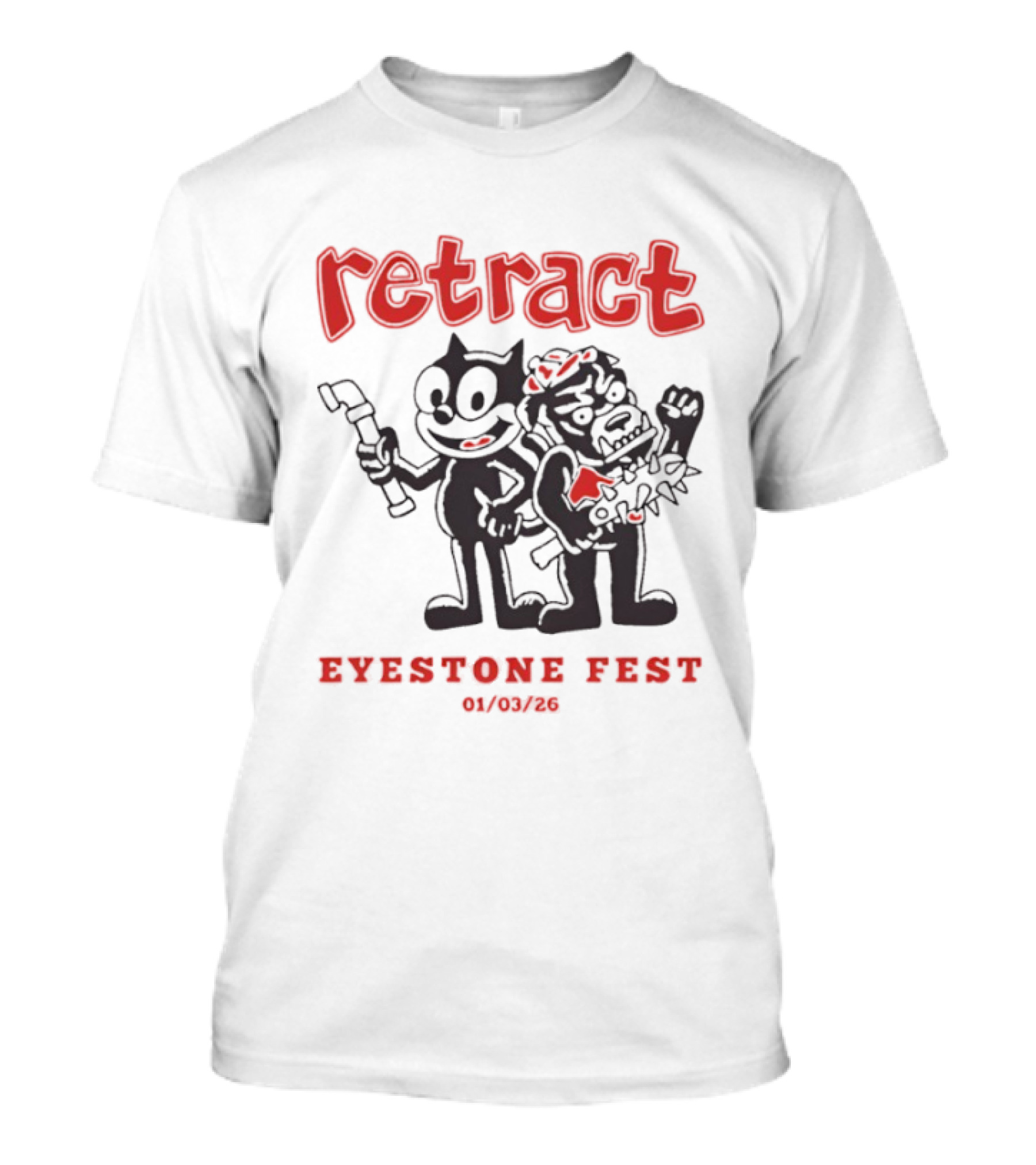 Retract Eyestone Fest 01 03 2025 Cartoon Characters With Wrench And Brush T-Shirt