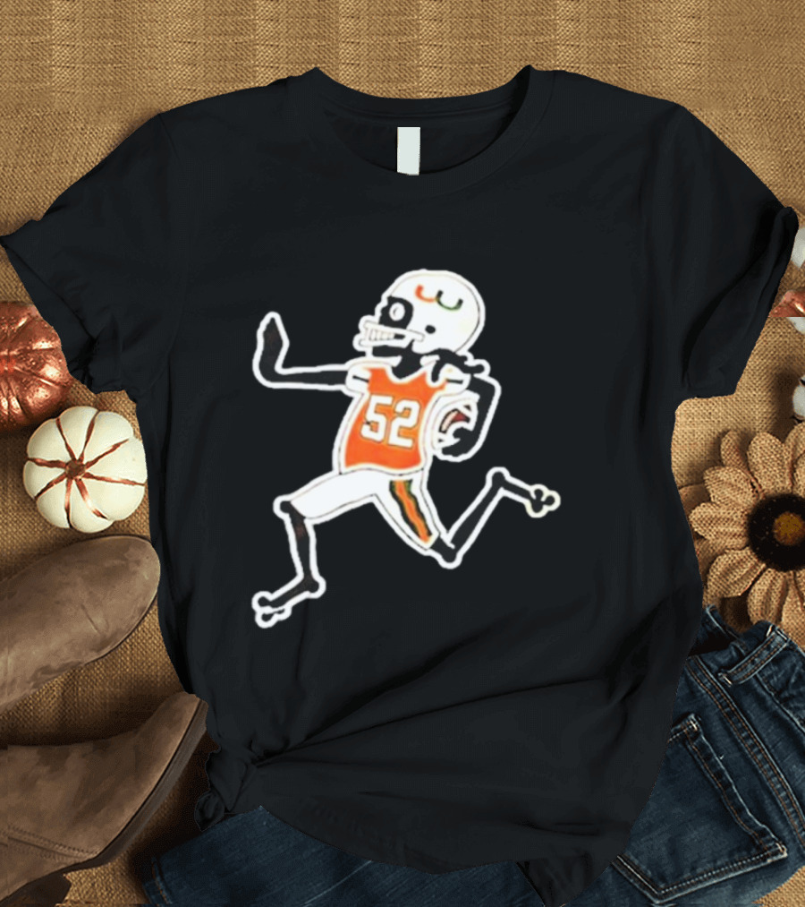 Francisco Mauigoa Skeletal 52 Miami Hurricanes Football Player T-Shirt