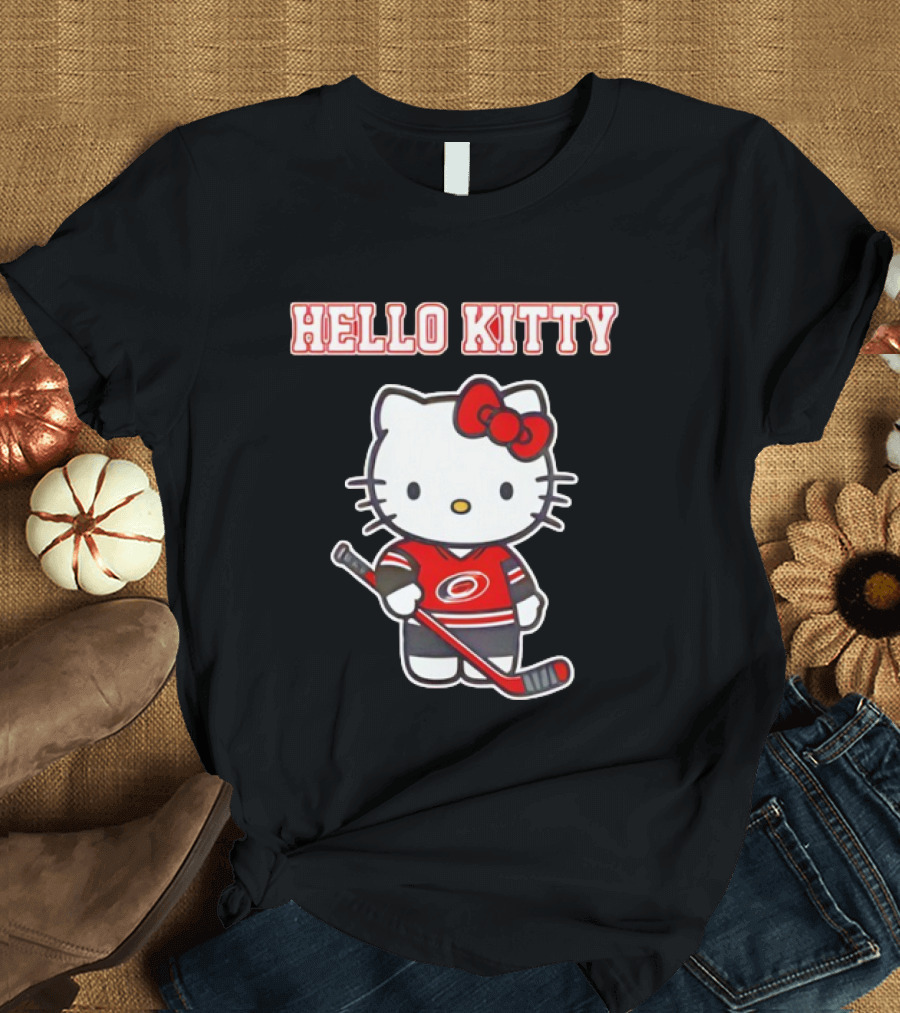 Carolina Hurricanes Hello Kitty Night Cute Hockey T-Shirt