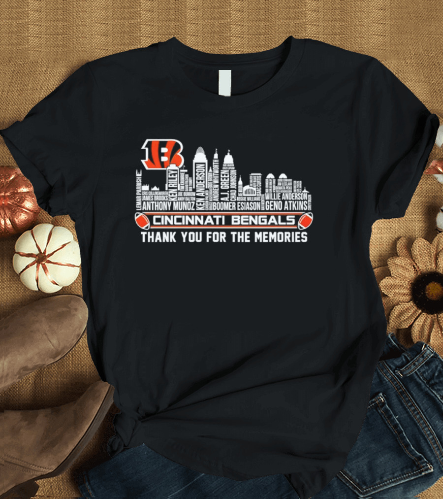 Cincinnati Bengals NFL Team City Skyline Thank You For The Memories T-Shirt