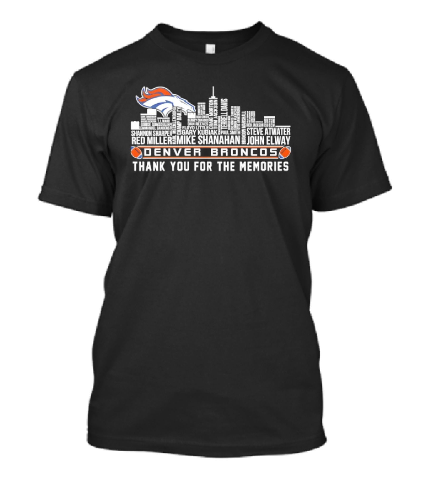 Denver Broncos City Skyline Thank You For The Memories T-Shirt