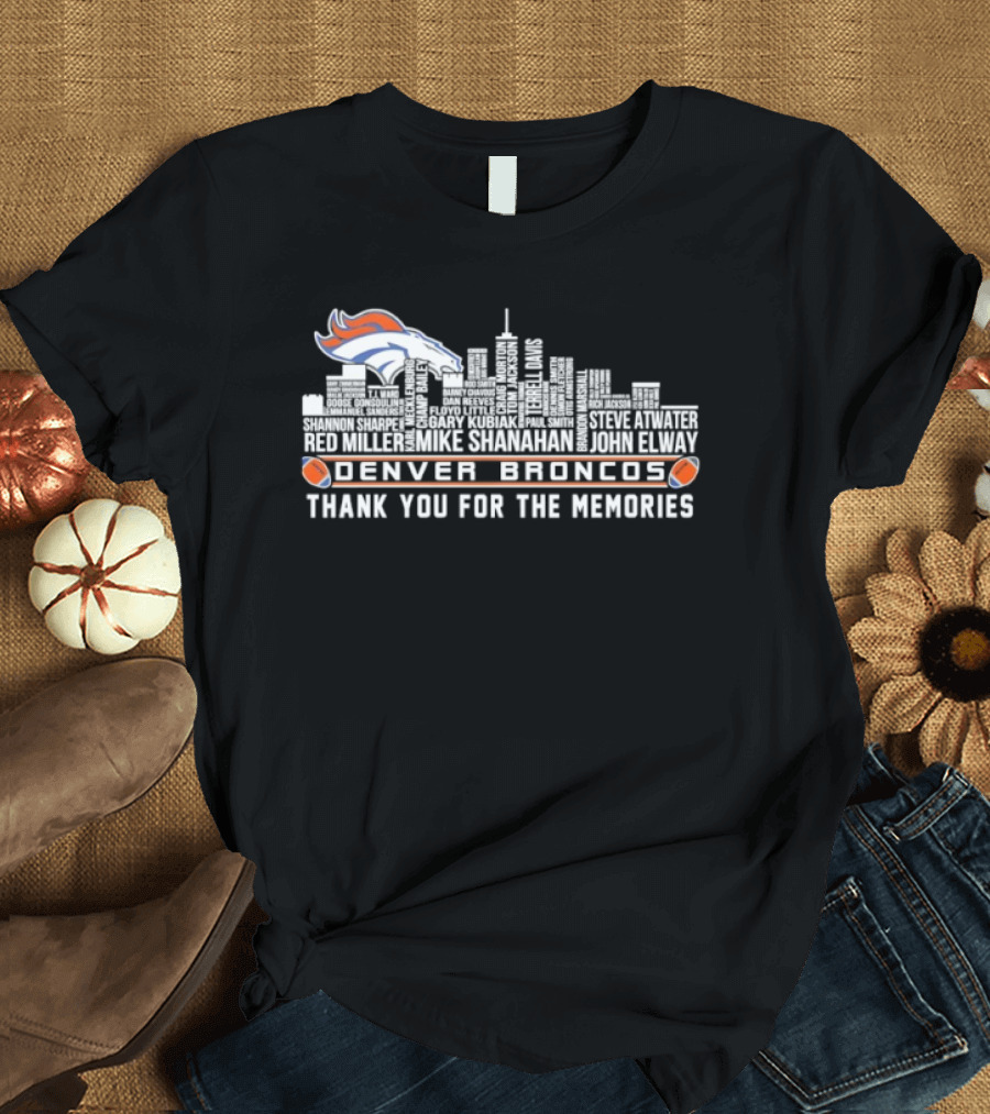 Denver Broncos City Skyline Thank You For The Memories T-Shirt