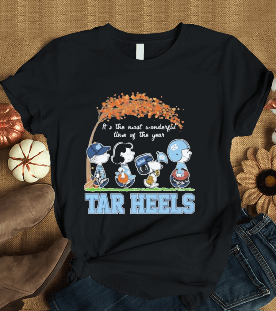 UNC North Carolina Tar Heels Snoopy The Peanuts It’s The Most Wonderful Time Of The Year T-Shirt