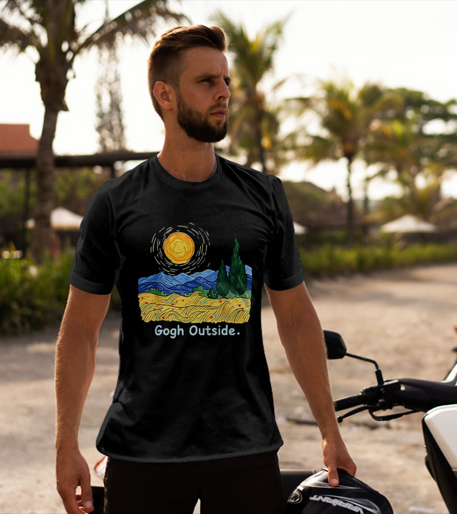Gogh Outside Starry Night Sun Landscape T-Shirt