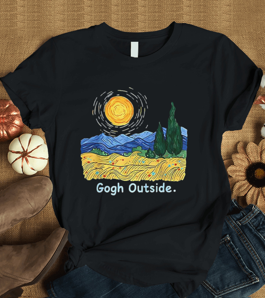 Gogh Outside Starry Night Sun Landscape T-Shirt
