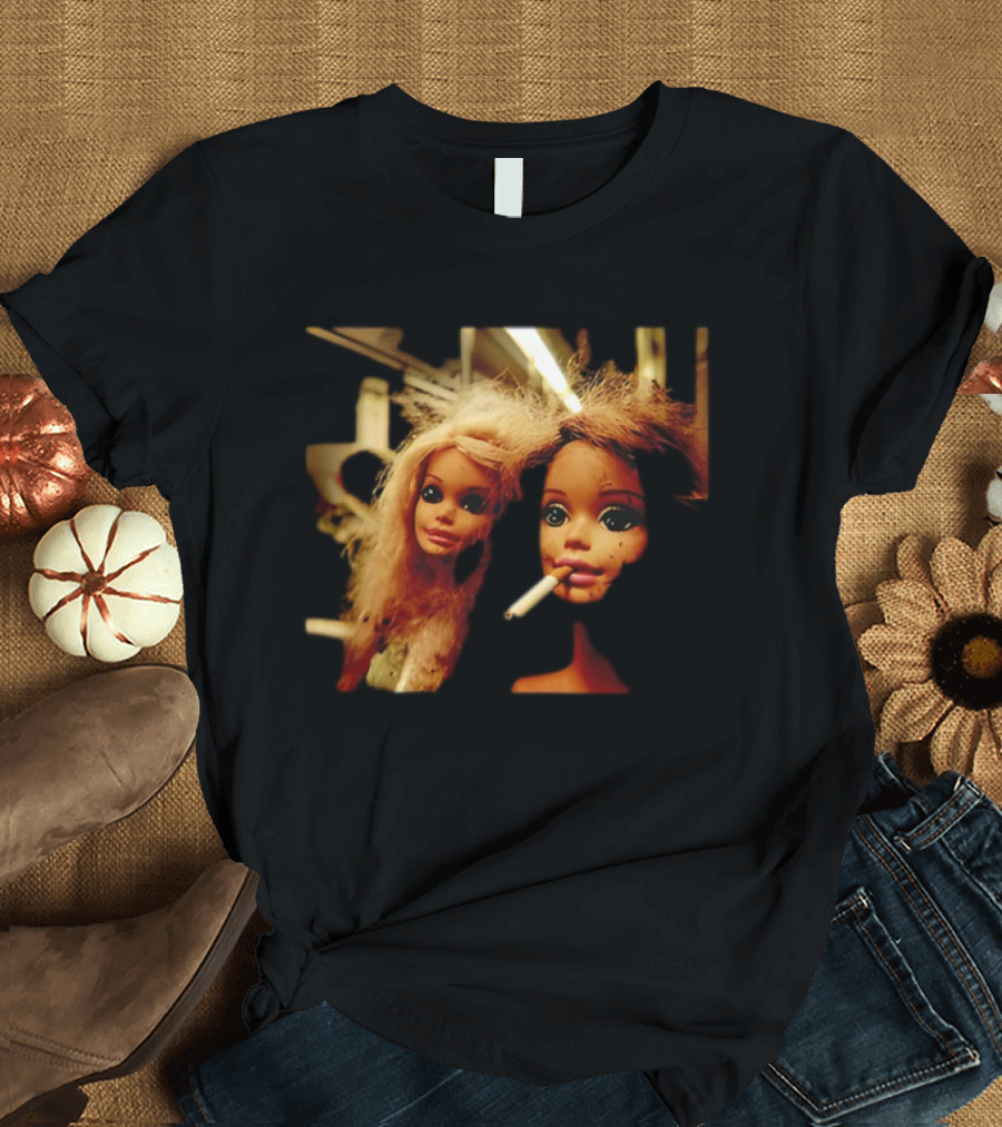 Distressed Dolls With Cigarette Urban Aesthetic T-Shirt