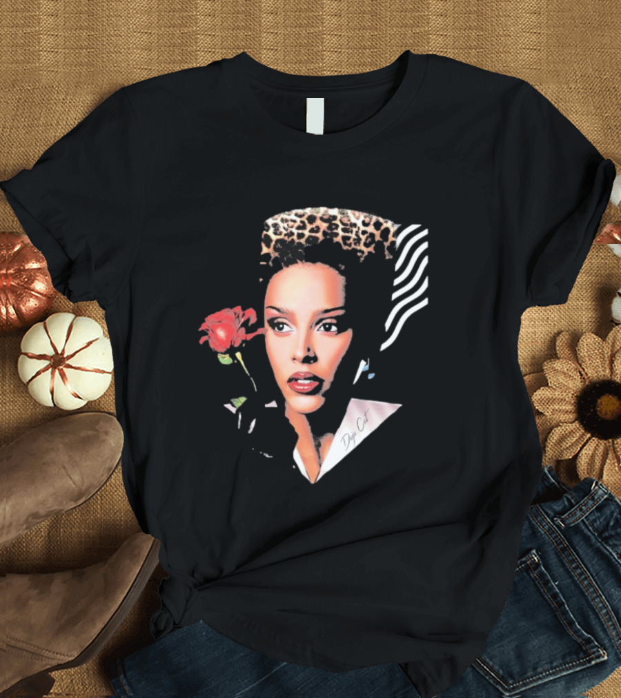 Doja Cat Vie Glamour Leopard Print Rose T-Shirt