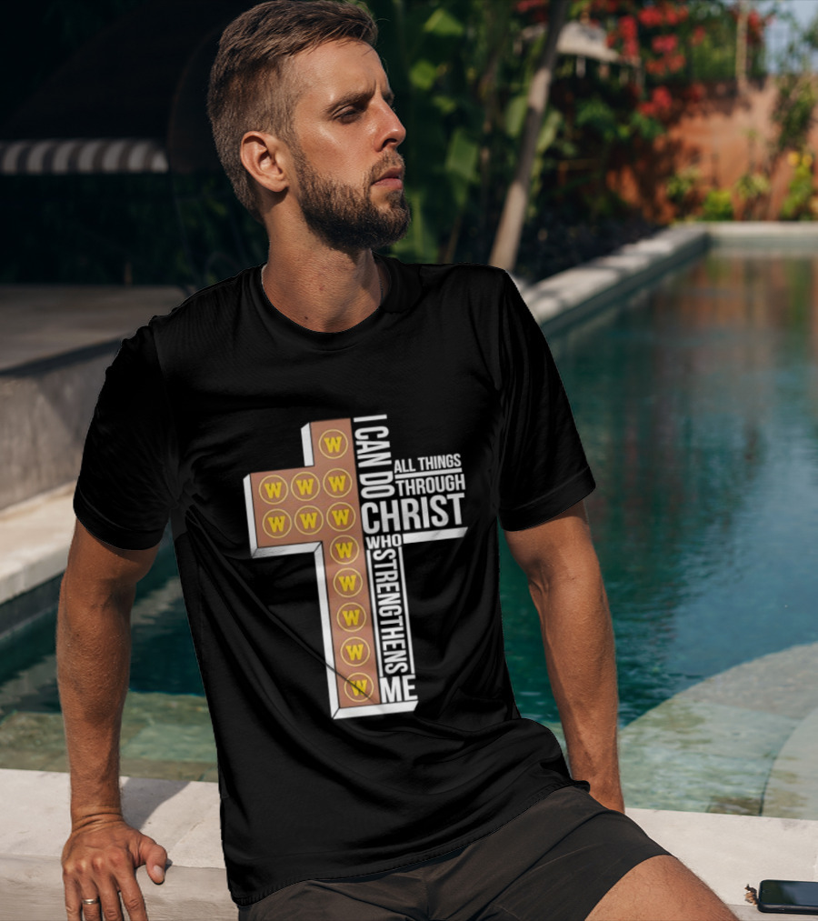 San Diego Padres W Logo Cross I Can Do All Things Through Christ Who Strengthens Me T-Shirt