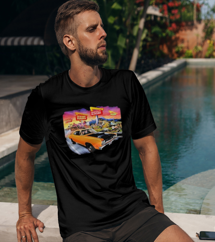 In N Out Burger Road Trip Classic Car Sunset Adventure 2026 T-Shirt