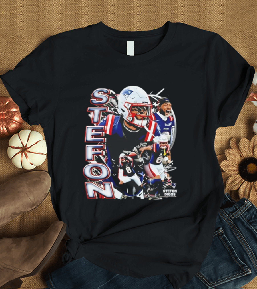 Stefon Diggs New England Style Patriots Fan Collection T-Shirt