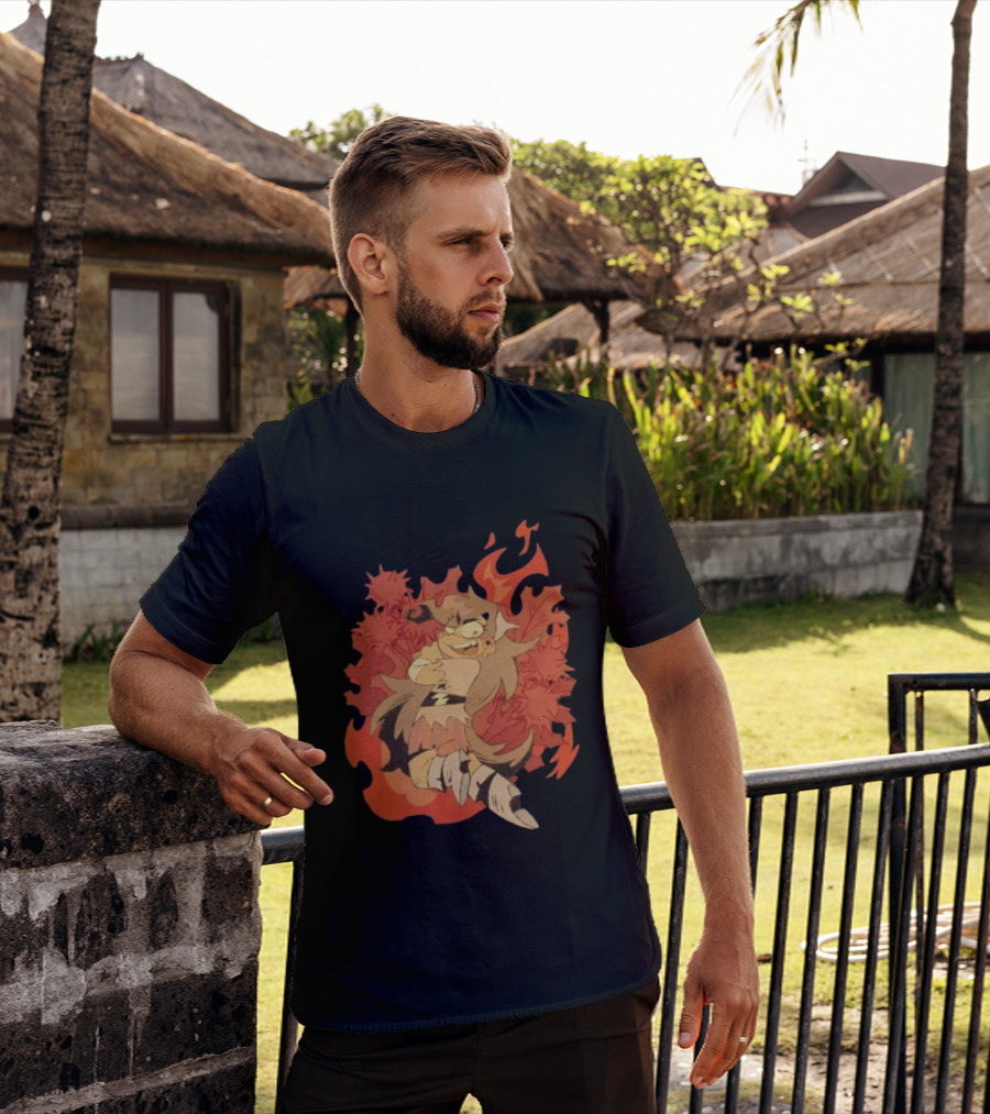 Zeddyzi Ramshackle Vinnie Vibes Flame Character Art Anime T-Shirt