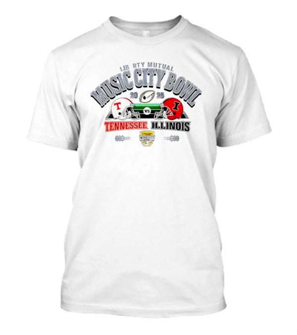 2025 Liberty Mutual Music City Bowl Tennessee Vols Vs Illinois Fighting Illini Football Helmets Matchup T-Shirt