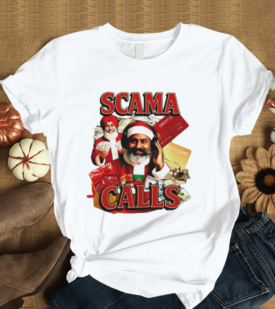 SCAMA CALLS Santa Comedy Credit Card Gifts Cash T-Shirt