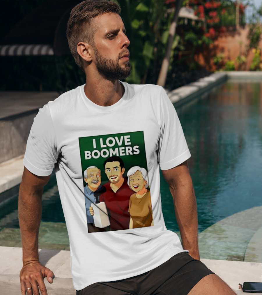 I Love Boomers Family Cartoon Style Nostalgic Humor T-Shirt