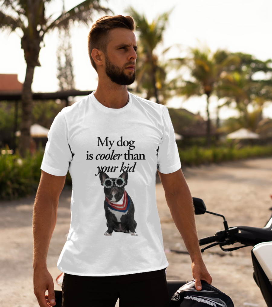 My Dog Is Cooler Than Your Kid Bulldog Bandana USA T-Shirt
