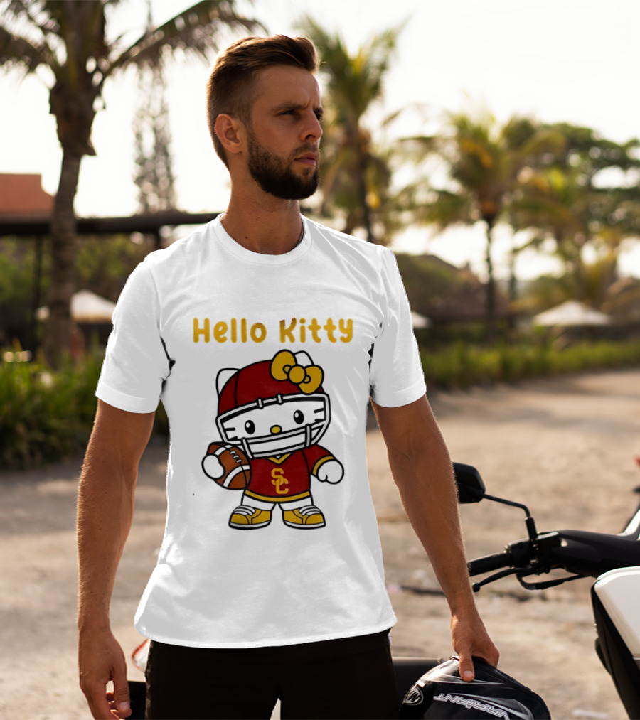 USC Trojans X Hello Kitty Football Fan Collaboration T-Shirt