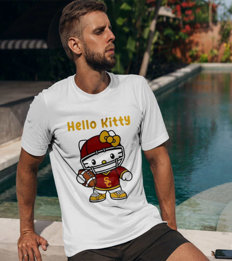 USC Trojans X Hello Kitty Football Fan Collaboration T-Shirt