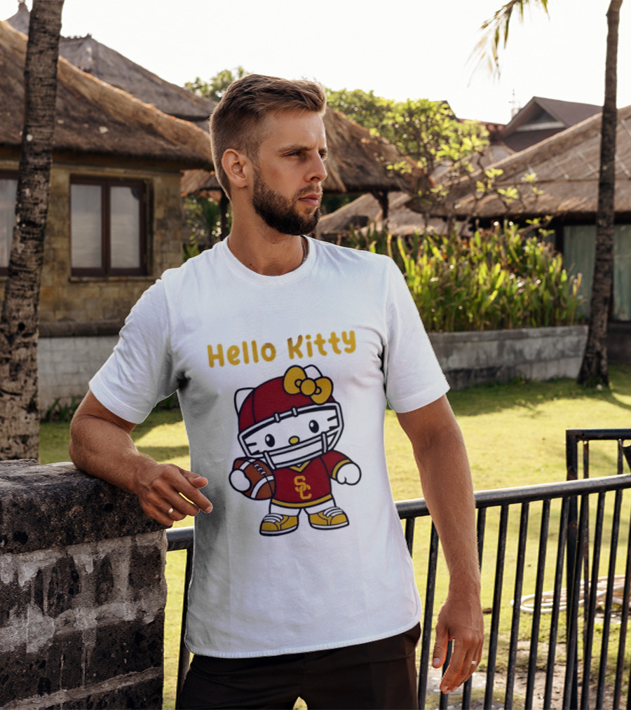 USC Trojans X Hello Kitty Football Fan Collaboration T-Shirt