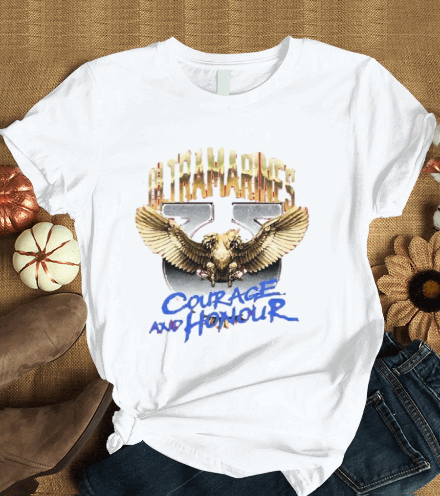 Warhammer 40 000 Ultramarines Courage And Honour Emblem With Eagle Wings T-Shirt