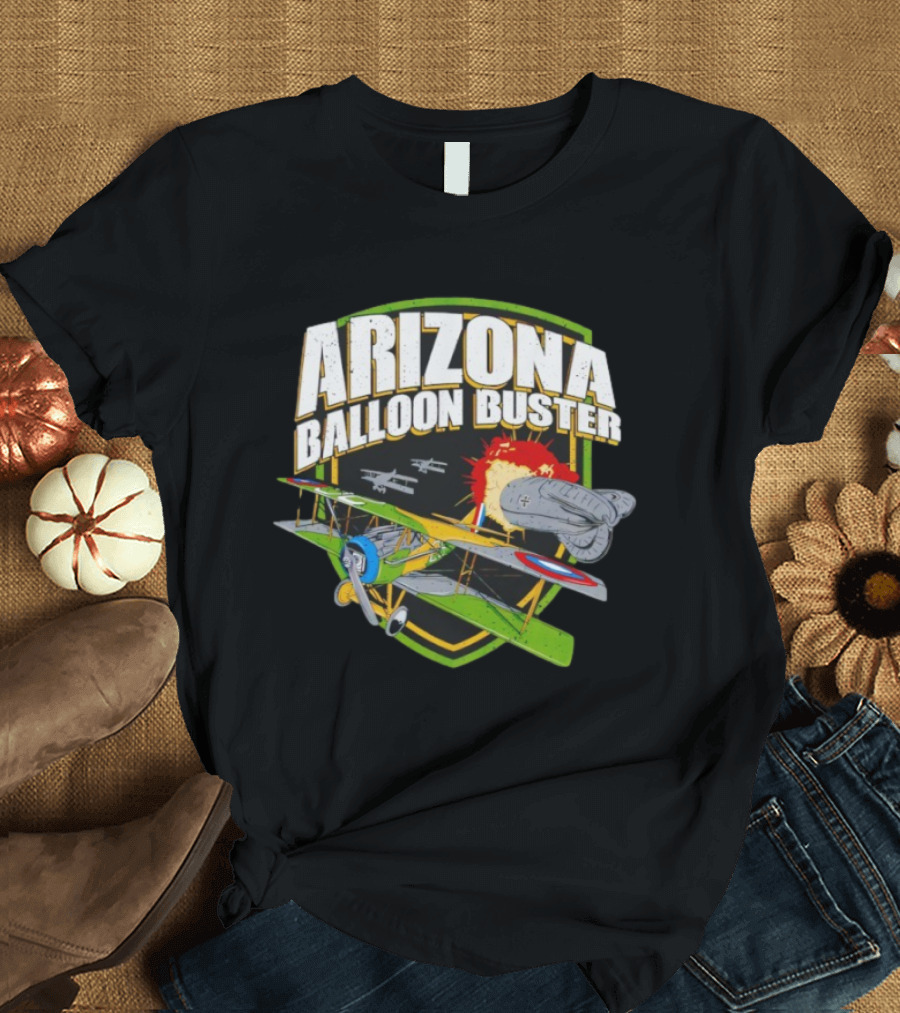 Arizona Balloon Buster Vintage Biplane Battle Explosion Scene T-Shirt