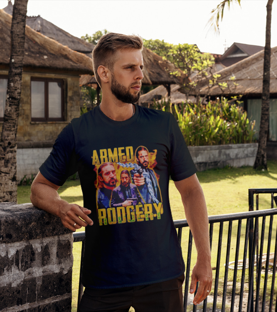 Armed Rodgery Action Movie Inspired Design With Chain And Gun T-Shirt