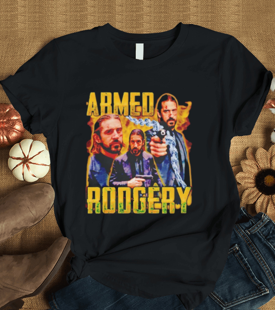 Armed Rodgery Action Movie Inspired Design With Chain And Gun T-Shirt
