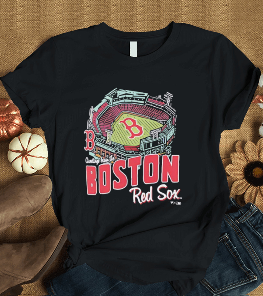Boston Red Sox Fenway Park Stadium Graphic B Fan Merch Navy T-Shirt