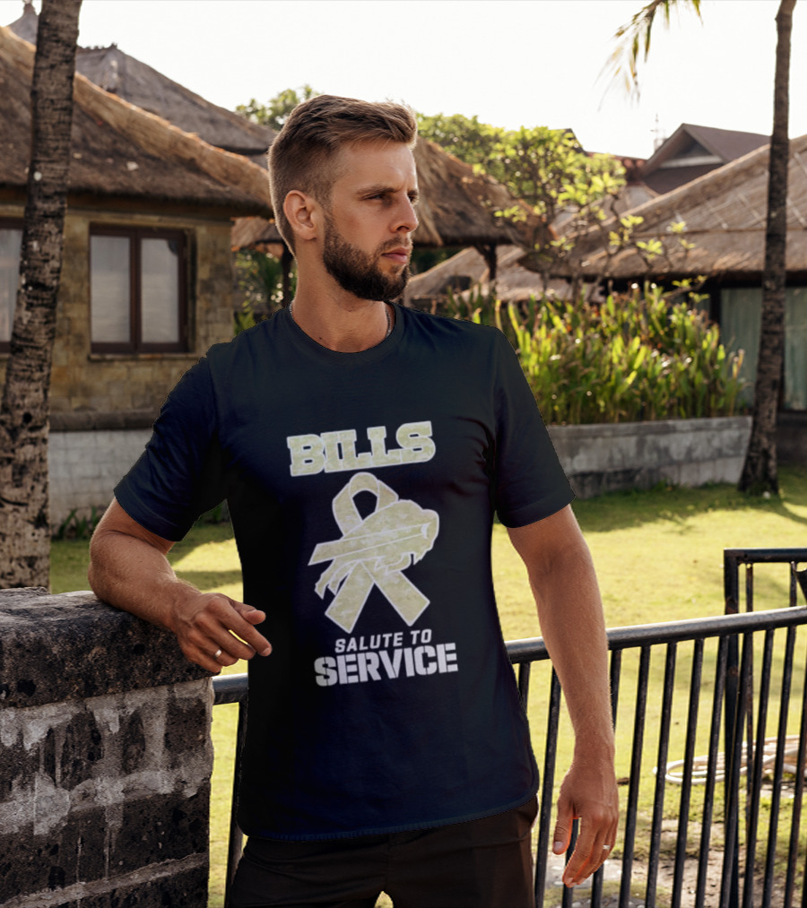 Buffalo Bills Camouflage Ribbon Military Salute To Service T-Shirt