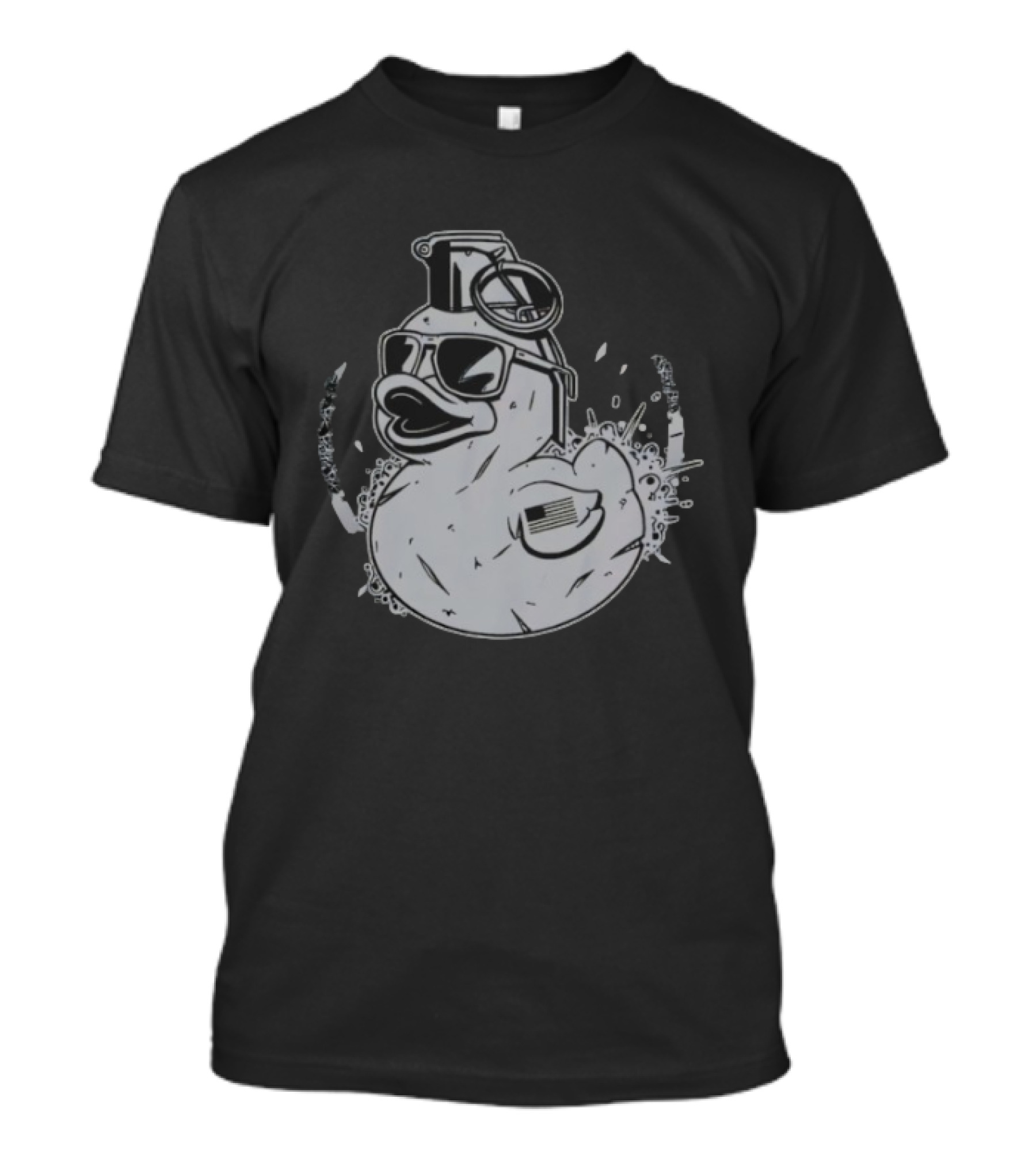 QuackBang Blackout Duck Grenade Monochrome Sunglasses T-Shirt