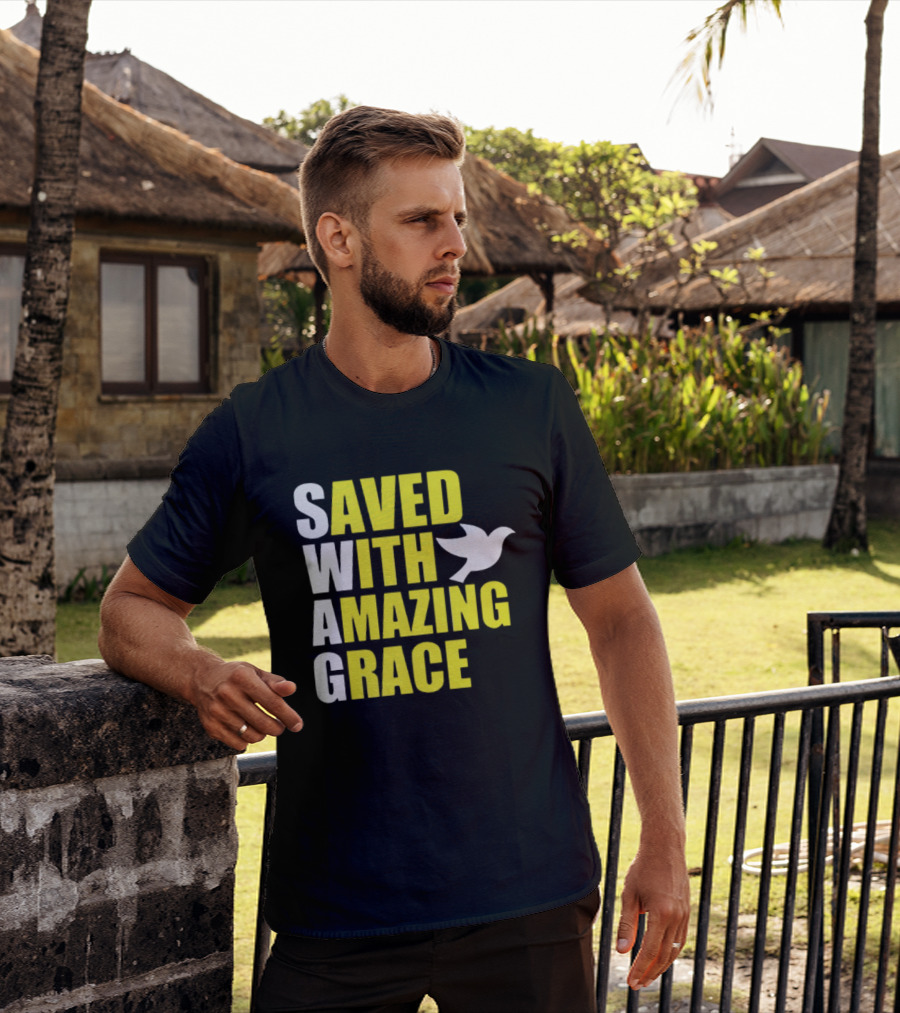 Saved With Amazing Grace Dove Symbol Spiritual T-Shirt