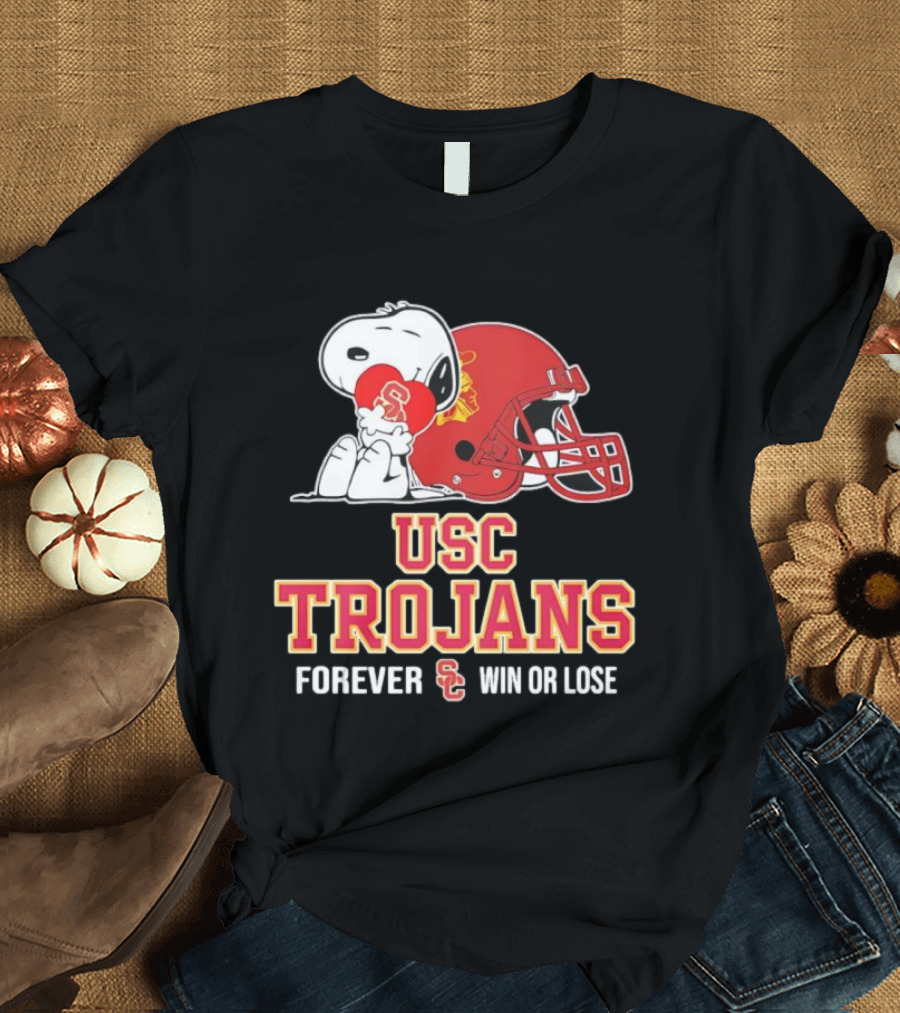 Snoopy Embraces USC Trojans Spirit Forever Win Or Lose T-Shirt