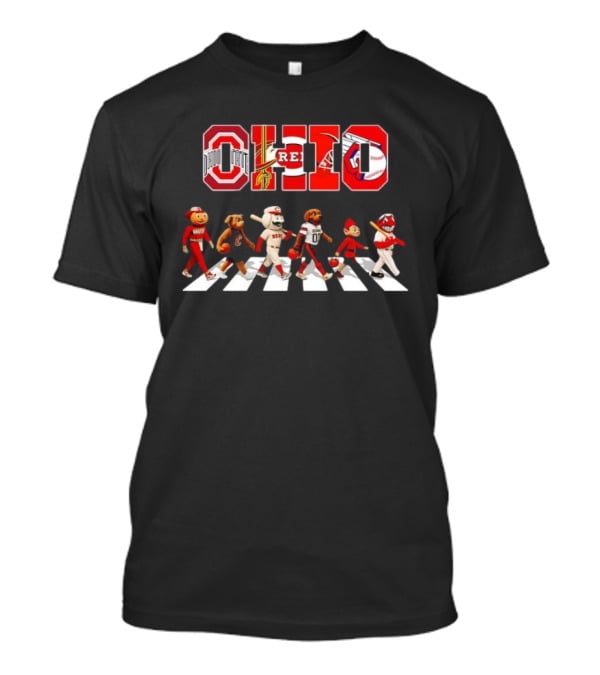 Ohio State Browns Indians Reds Cavaliers Bengals Guardians Mascots Abbey Road T-Shirt