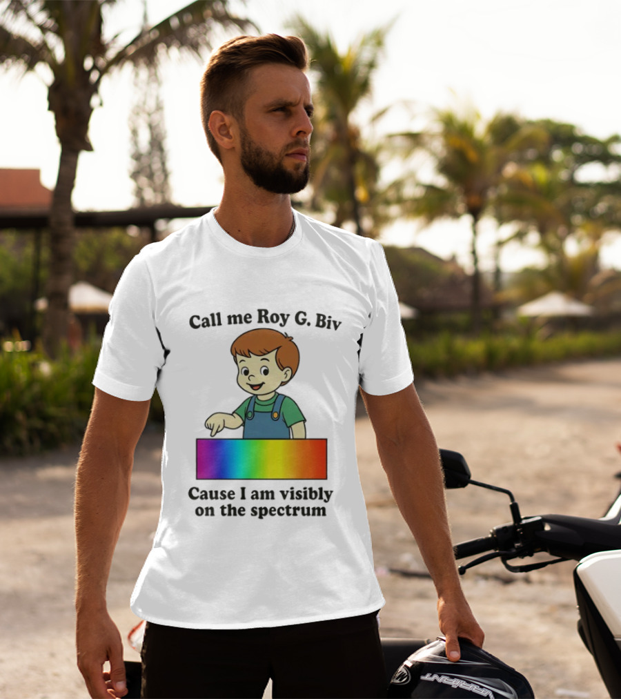 Call Me Roy G. Biv Cause I Am Visibly On The Spectrum Boy Rainbow Color Spectrum Kids T-Shirt