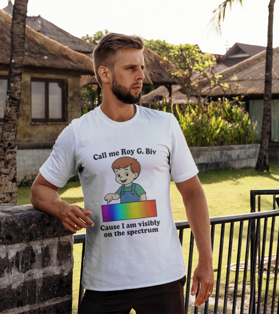Call Me Roy G. Biv Cause I Am Visibly On The Spectrum Boy Rainbow Color Spectrum Kids T-Shirt