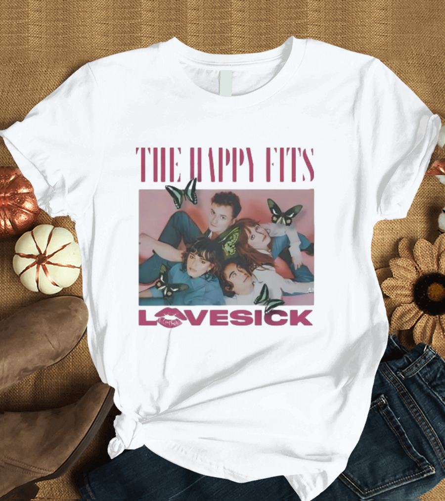 The Happy Fits Lovesick Pink Butterflies Photo T-Shirt