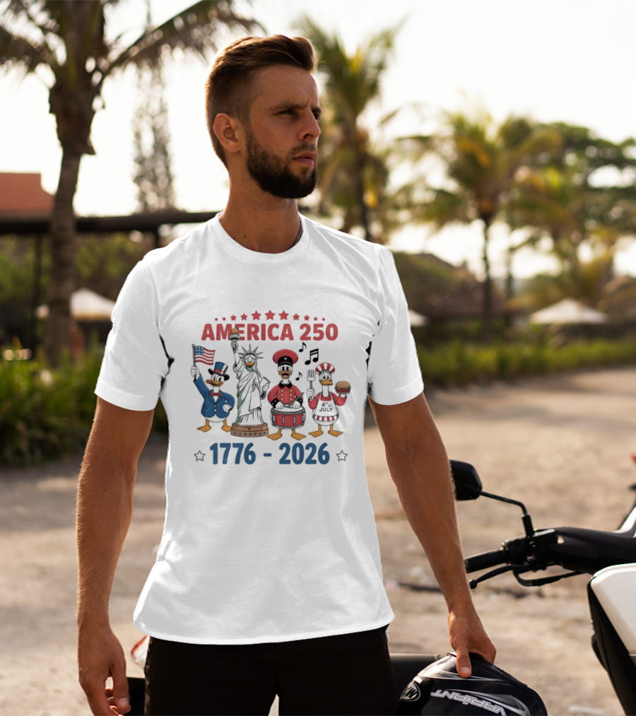 America 250 Cartoon Goose 1776 2026 Statue Liberty Celebration T-Shirt