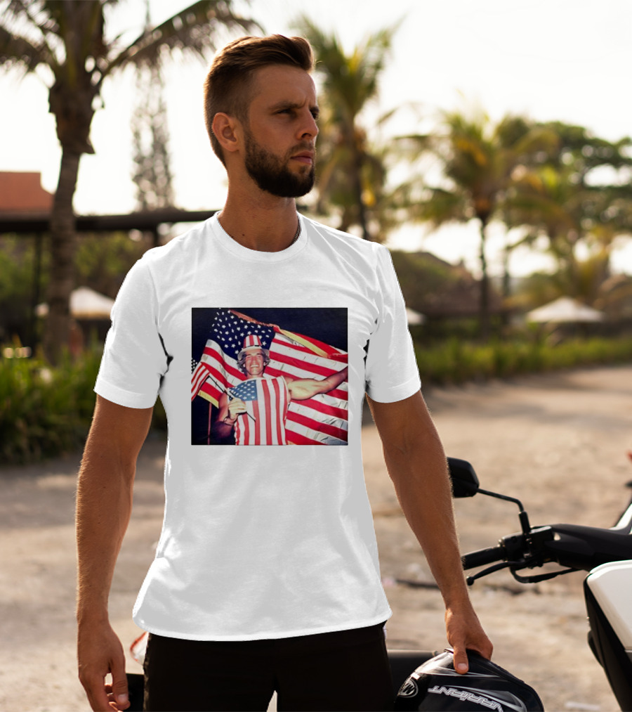 Arnold Schwarzenegger 1983 US Citizenship American Flag Celebration T-Shirt