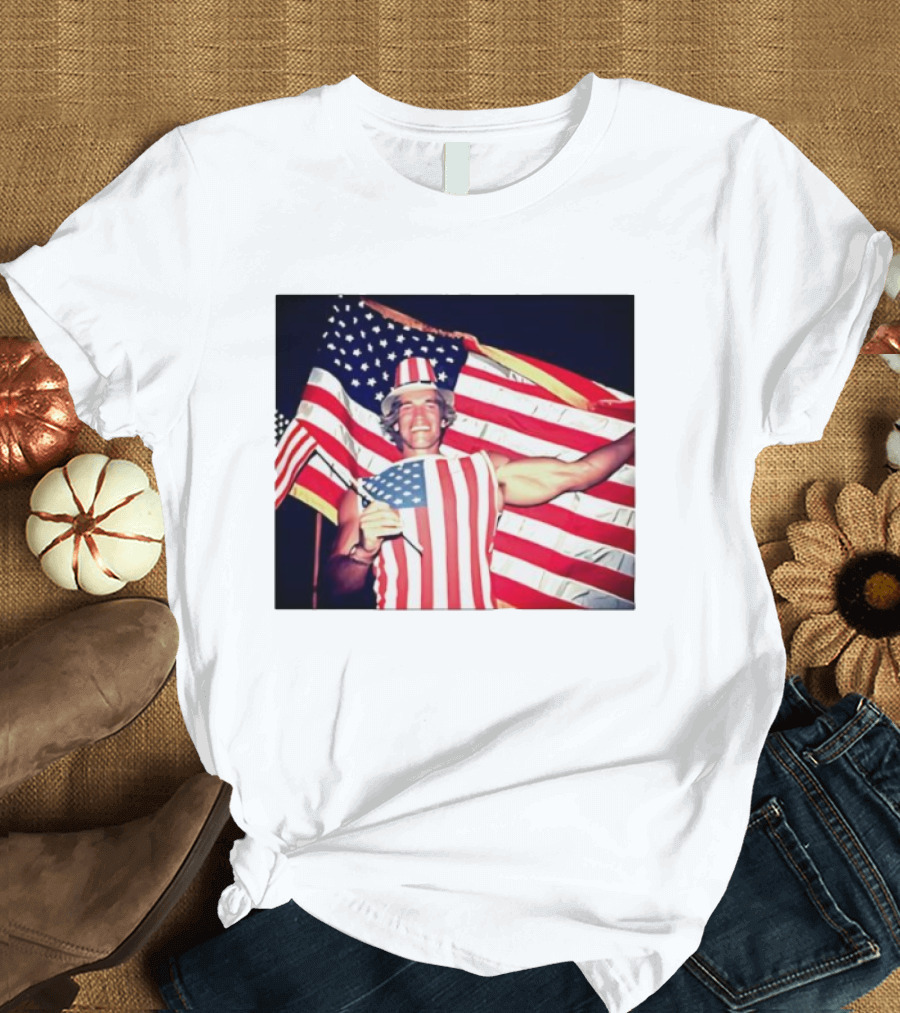 Arnold Schwarzenegger 1983 US Citizenship American Flag Celebration T-Shirt