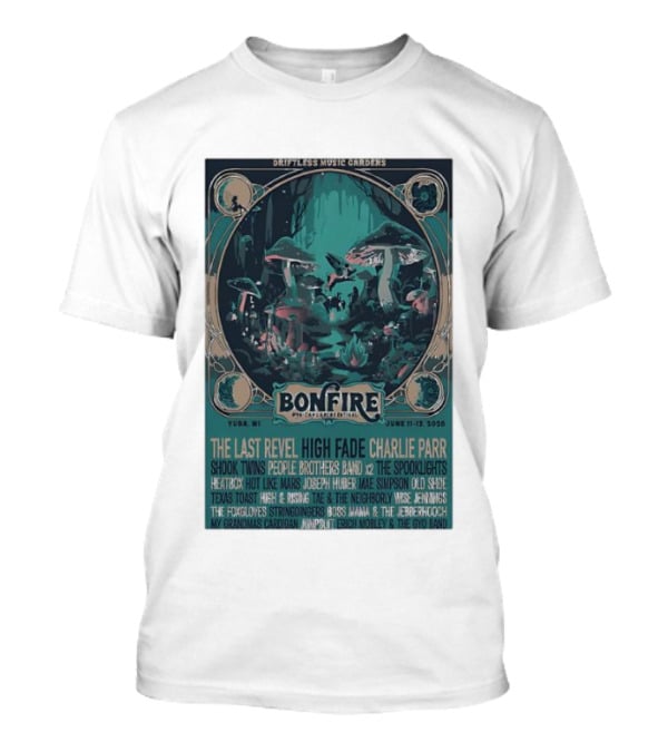 Driftless Music Gardens Bonfire Festival Yuba WI June 11 13 2026 The Last Revel Charlie Parr Shook Twins Lineup T-Shirt