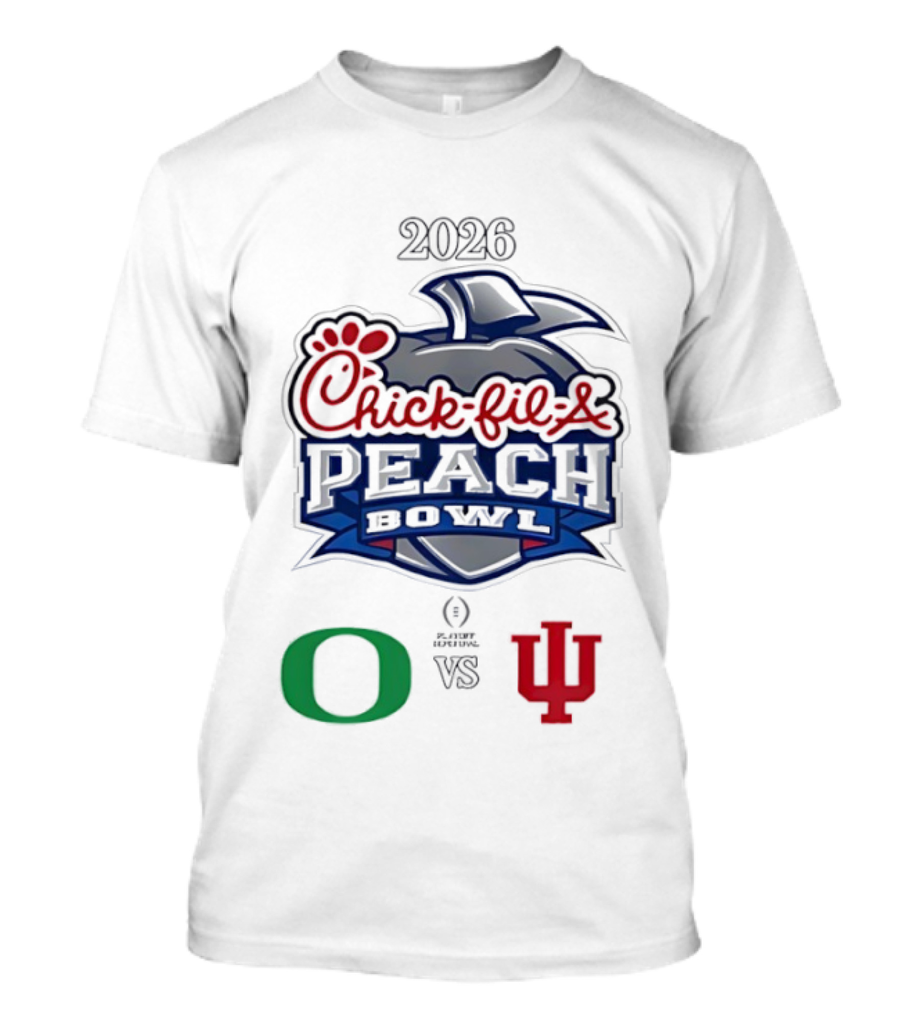 2026 Chick Fil A Peach Bowl Oregon Ducks Vs Indiana Hoosiers T-Shirt